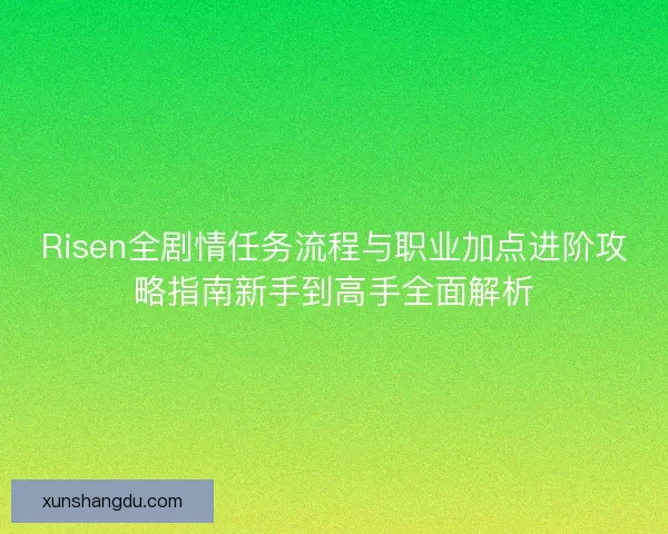 Risen全剧情任务流程与职业加点进阶攻略指南新手到高手全面解析